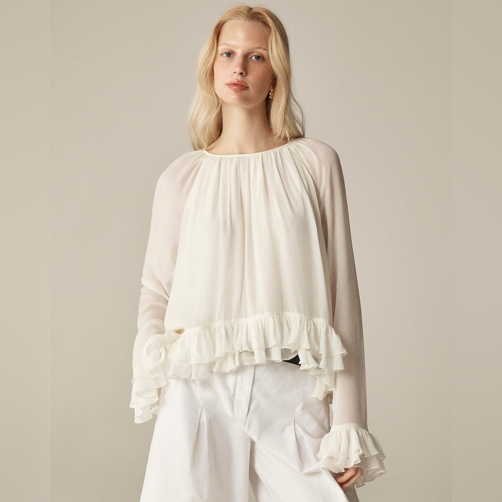 J.Crew Collection ruffle top in viscose chiffon CI552